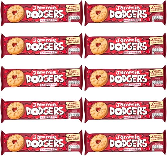Biscuits & Crackers Bundle Pack with Jammie Dodgers Raspberry Biscuits 140g - 10 Pack | Shortcake Biscuits with a Raspberry Flavour Apple Jam, Suitable For Vegetarians.