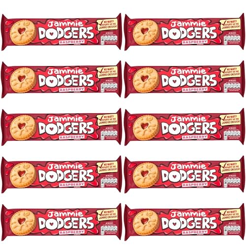 Image of Biscuits & Crackers Bundle Pack with Jammie Dodgers Raspberry Biscuits 140g - 10 Pack | Shortcake Biscuits with a Raspberry Flavour Apple Jam, Suitable For Vegetarians.