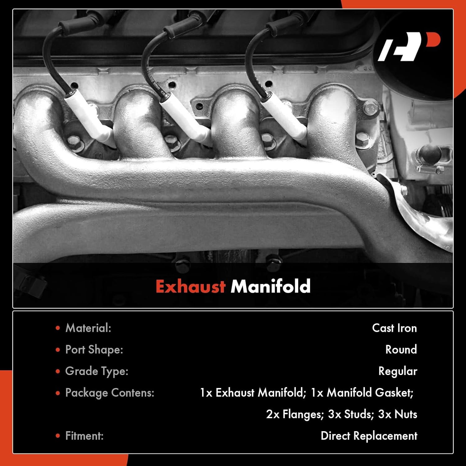 A-Premium Engine Exhaust Manifold Kit With Gasket, Nuts & Studs Compatible with Isuzu Amigo 1989-1992, Pickup 1988-1992, Rodeo 1991-1992, Trooper 1988-1991, 2.6L