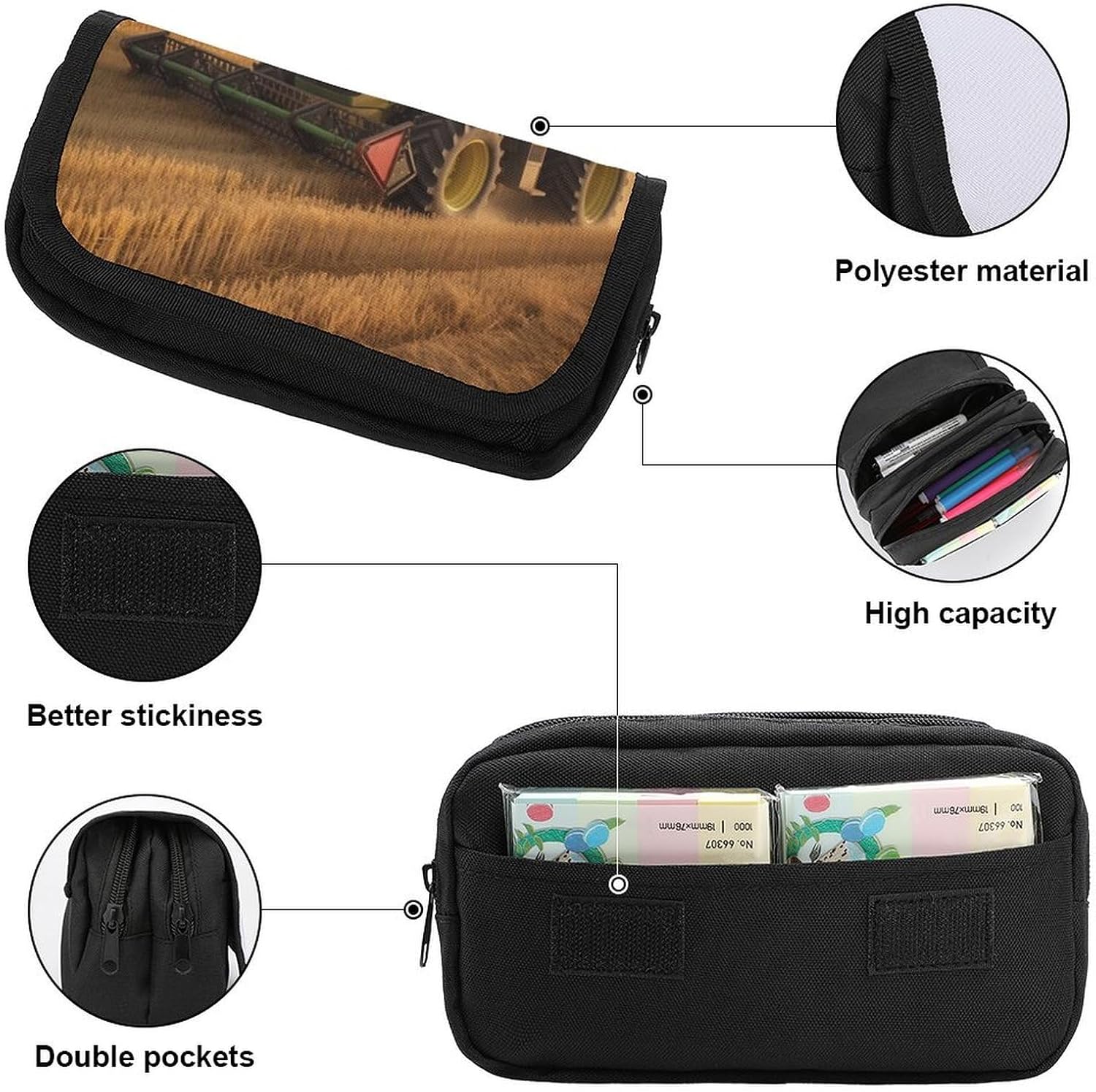 Farm Tractor Harvest Pencil Case Big Capacity Pencil Pouch image 3