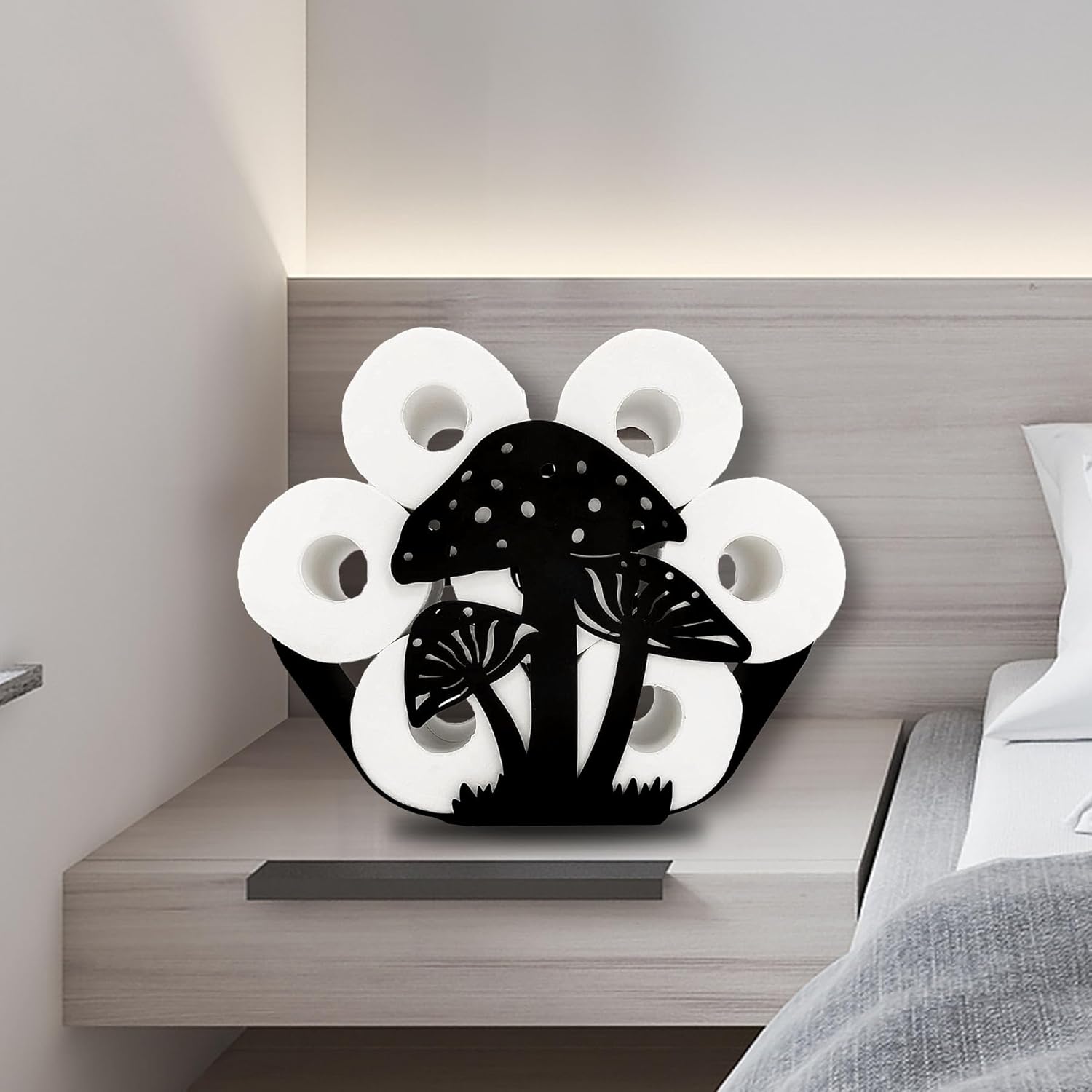 Teaeeno Mushroom Toilet Paper Holder, Funny Animal Paper Storage for Bathroom, Metal Stand Decor Organizer Holds 8 Rolls
