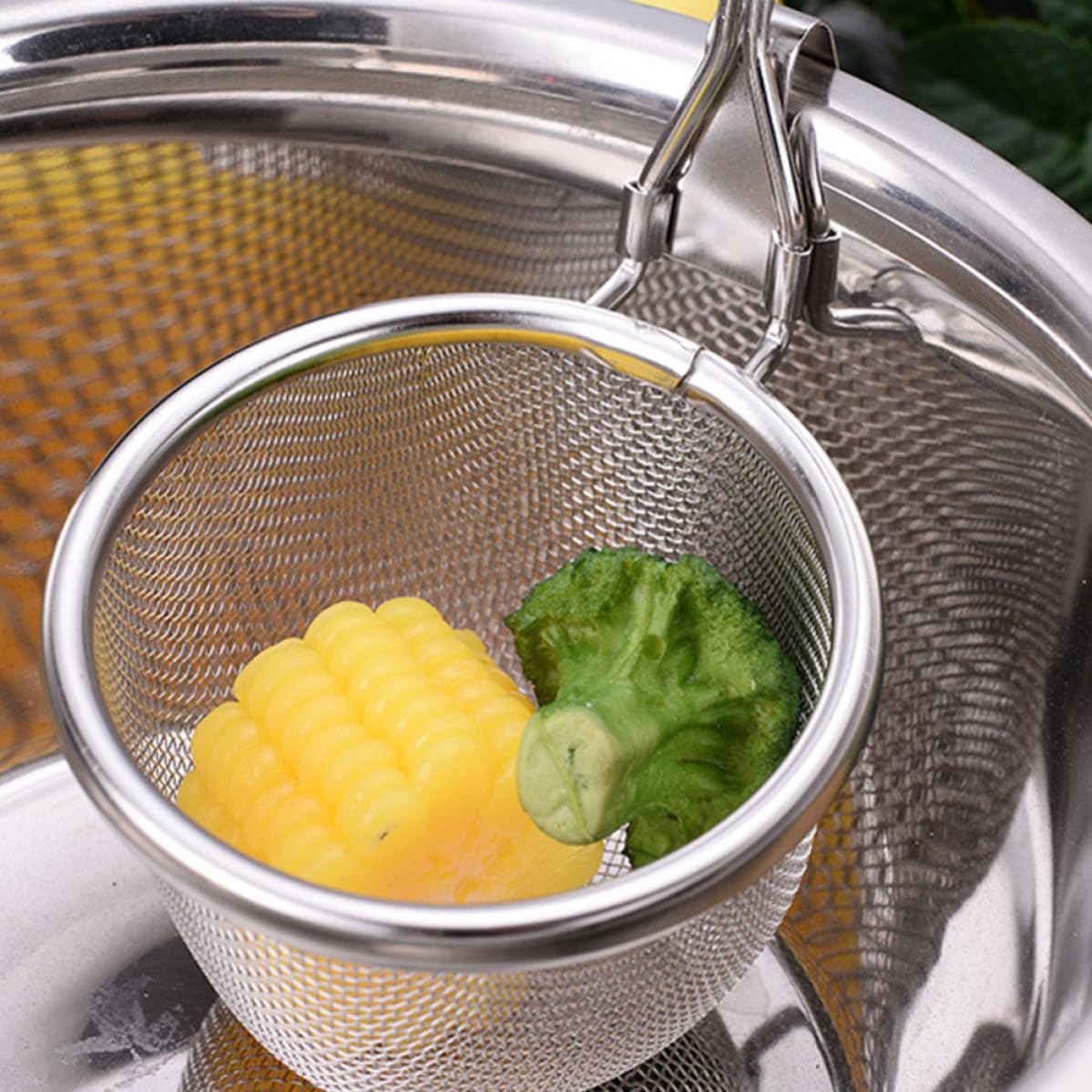 Stainless Steel Noodle Filter Spoon Hanging Ring with Long Handle