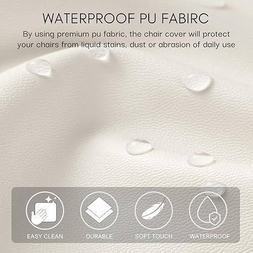 Miniatura 5 de SearchI Juego de 6 fundas de asiento impermeables de poliuretano para sillas de comedor, fundas de asiento elásticas lavables para sillas de