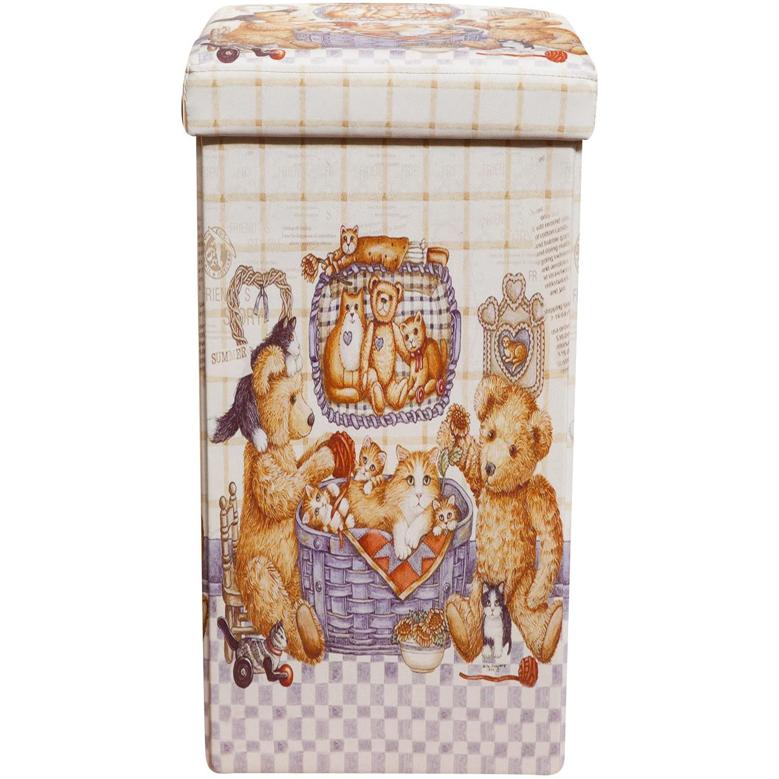 Pouf De Rangement Carré 60x35x35 Cm - Banc Siège Avec Couvercle - Similicuir Décoratif - Pour Jouets, Vêtements, Chaussures