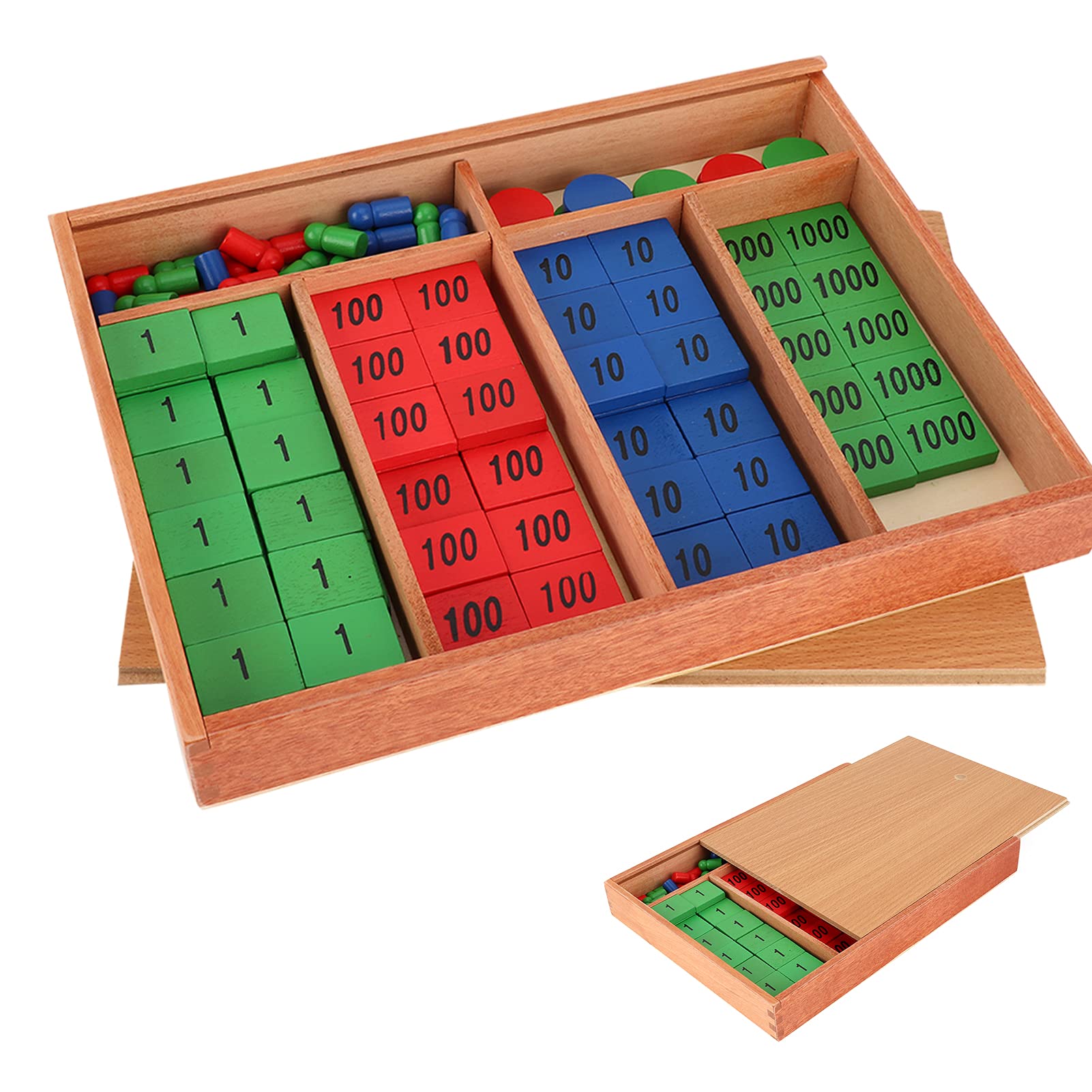 Juego Educativo de Madera de Sellos para Bebés para el Aprendizaje de la Primera Infancia, Juguetes de Matemáticas Preescolares para Niños, 8,5 X 1,4 X 11,3 Pulgadas