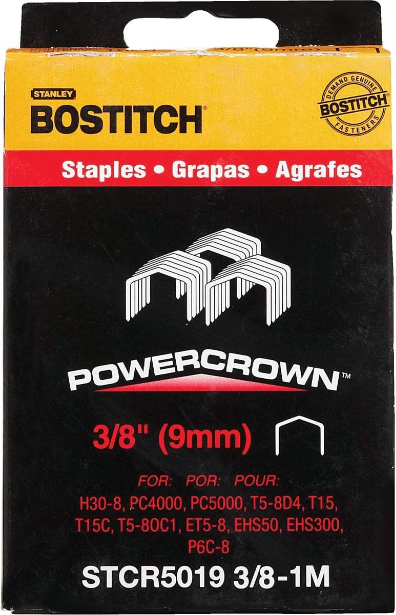 Bostitch PowerCrown 3/8 in. L x 7/16 in. W Steel Wide Crown Staples 18 Ga. 1000 pk