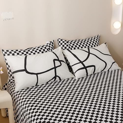 Miniatura 6 de BlueBlue Juego de funda de edredón abstracta para niños, ropa de cama 100% algodón para niños, niñas, adolescentes, estampado geométrico de rayas