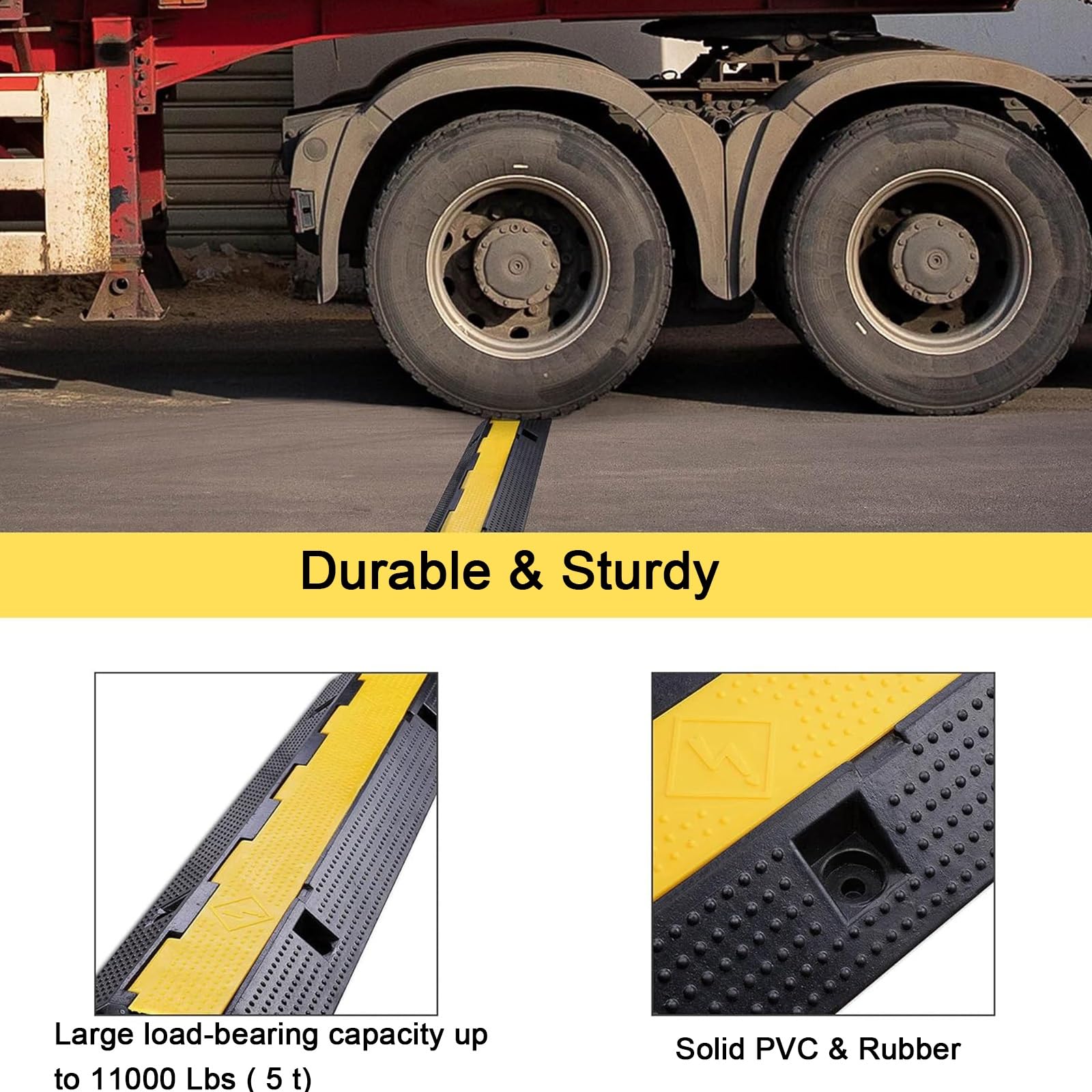 Pasacables de Suelo para Proteger Las Cables Protector de 1 Canal, Capacidad de Carga de 5000 Kg, con Cubierta Superior Abatible, para Uso en Interiores y Exteriores(100x58x12.5cm)