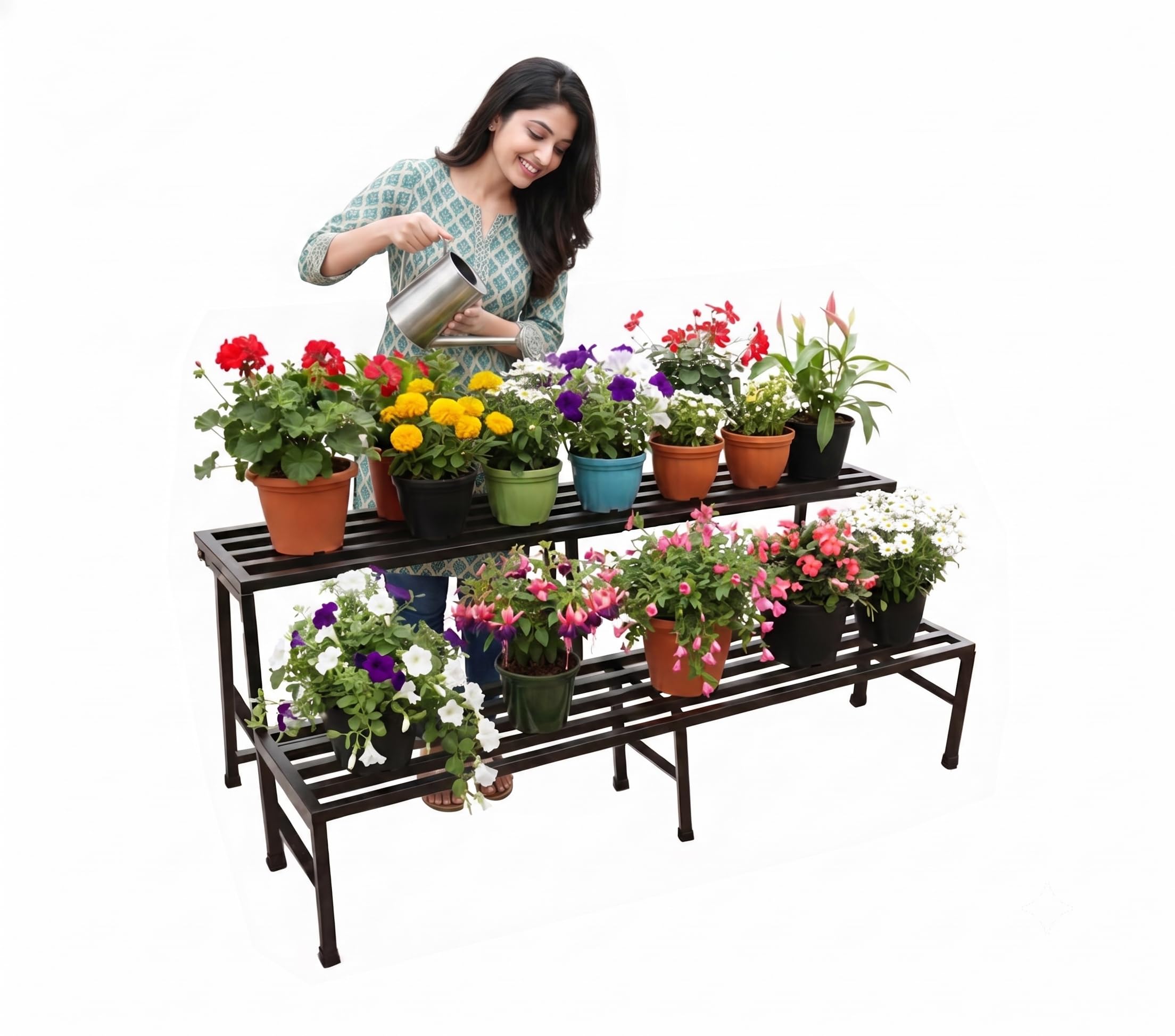 IRON LANDS OAK 2 Step 37 Spectacular 3 Feet Heavy Duty Metal Plant Planter Pot Stand Display Rack Indoor Outdoor for Home Balcony Hotel Terrace and Garden Decor-image-21