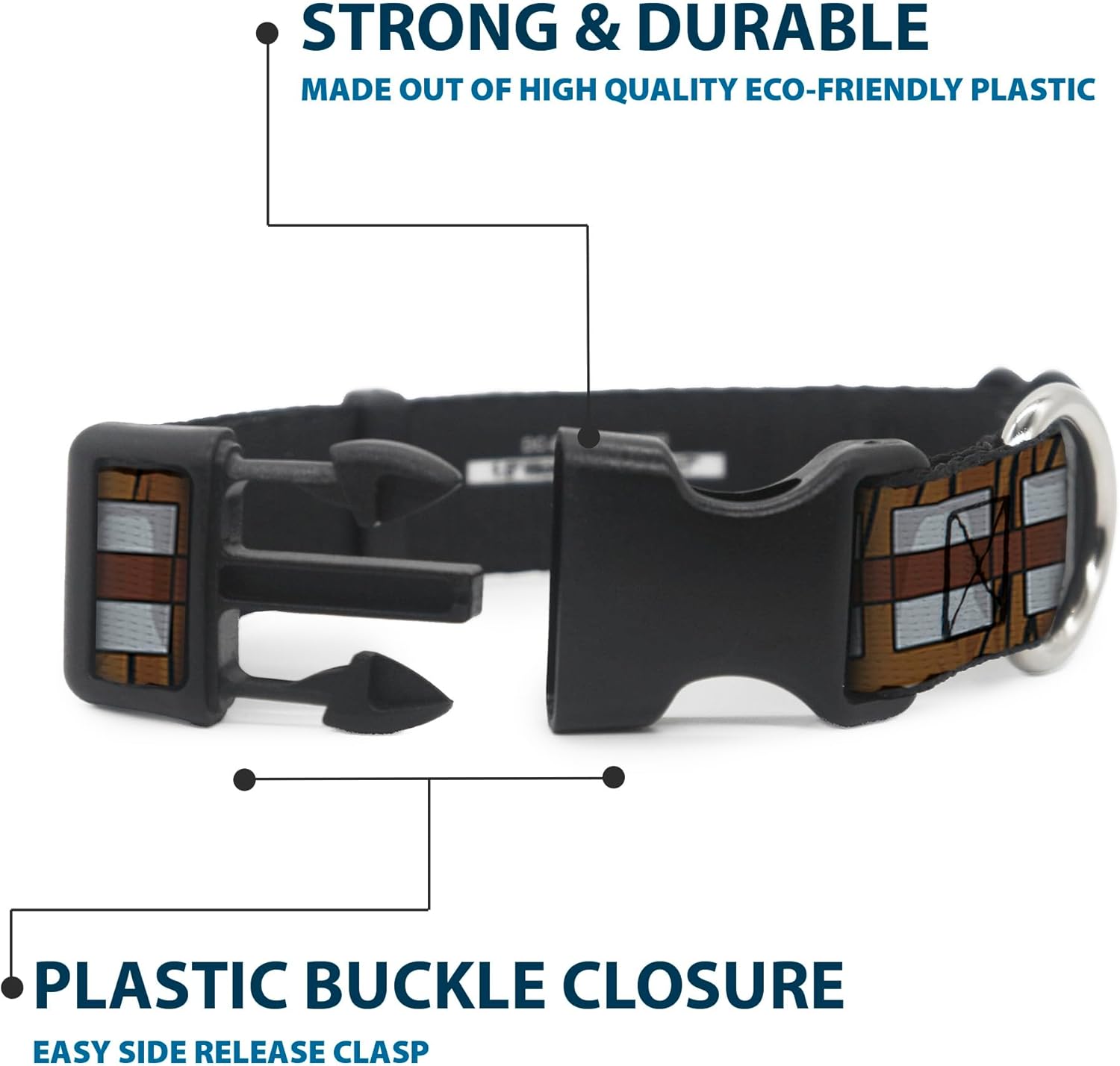 Buckle-Down Dog Collar Plastic Clip Star Wars Chewbacca Bandolier Bounding Browns Gray 18 to 32 Inches 1.5 Inch Wide, Multi Color (DC-BKSR-WSW109-1.5-L)