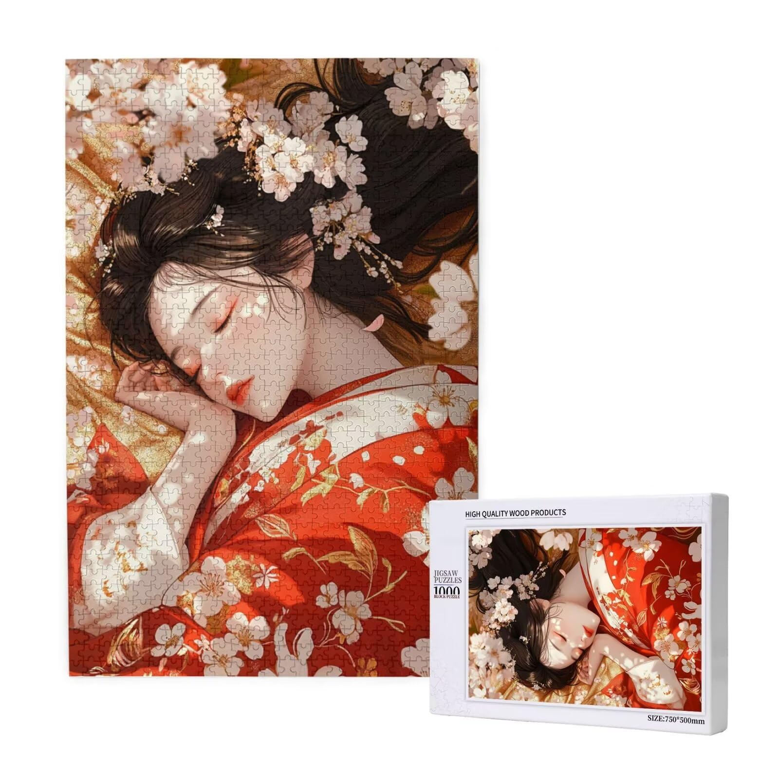 Femme Puzzle Japon 3000 Pièces Adultes, DIY Puzzles Classiques Art avec Boîte d'emballage et Photos de Référence, Relaxation/Soulagement du Stress/Jeux Amusants, Creatif Cadeau pour Femme M-1808