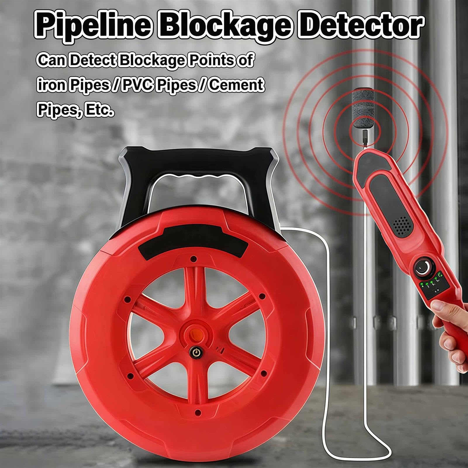 Detector de bloqueo de tuberías y localizador de tuberías de agua, herramienta de diagnóstico subterráneo para tubos de acero, hierro y PVC, fácil de usar para principiantes