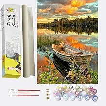 Paint by Numbers Adults Boat Landscapes - Painting by Numbers with Brushes and Glossy Paints - Painting with Numbers for Adults