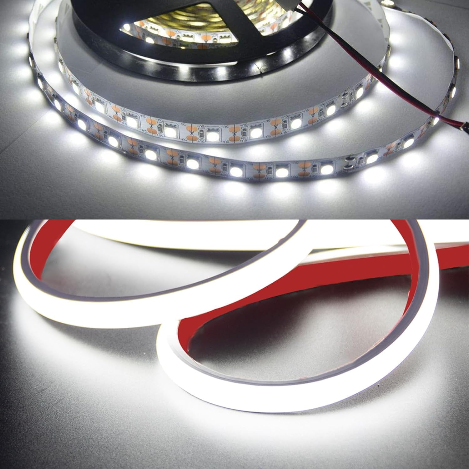 Striscia Led Cob 220V per esterno 15W metro senza trasformatore adesiva super flessibile luce continua IP67 luce calda naturale fredda (4000K Natura, 5 metri)