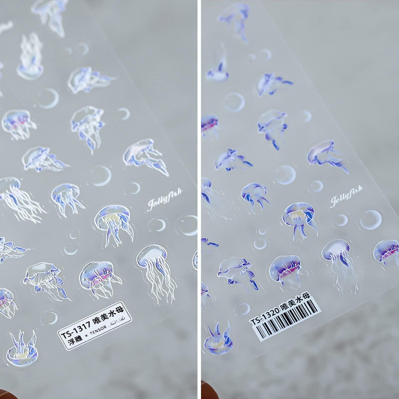 Nagelaufkleber 'Schöne Qualle' – Transparent, Selbstklebend, 5D-Effekt, Einfach Zu Verwenden