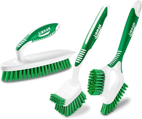 Libman Ağır Hizmet Fırçası Seti | Ev Kullanımı için Temizleme Fırçaları | Küvet Yıkayıcı | Kolay Kavrama Fırçalama Fırçası | Büyük İş Mutfak Fırçası | Çift Taraflı Fayans ve Harç Fırçası | 3 Farklı