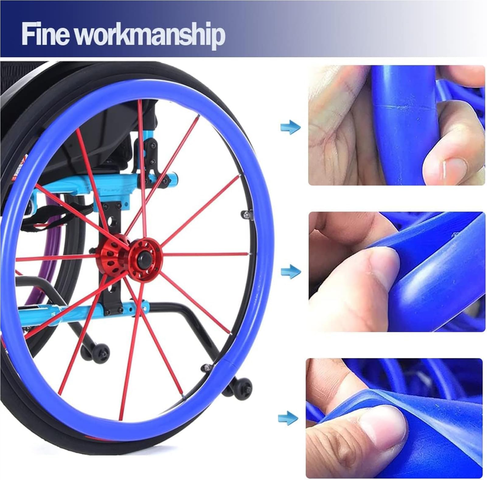 B, 22 pulgadas, 1 par de fundas para silla de ruedas, cubiertas de silicona antideslizantes para aro de empuje de silla de ruedas de 20/22/24 pulgadas, cubierta protectora resistente al desgaste par