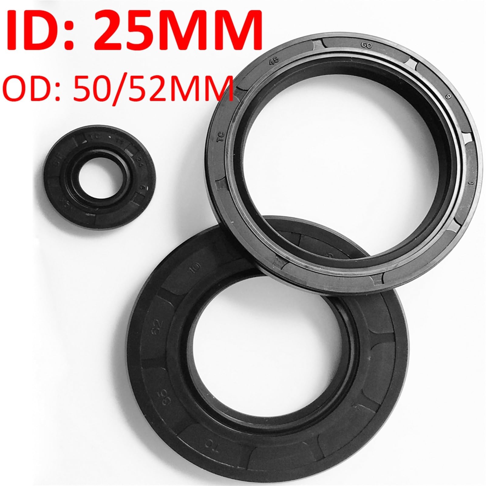 O-Ring-Satz, 1PC 25mm * 50/52mm 6/7/10/12mm Gummi Öl Dichtung, NBR Welle Skelett Dichtung, TC Nitril Lippe(25x50x7)