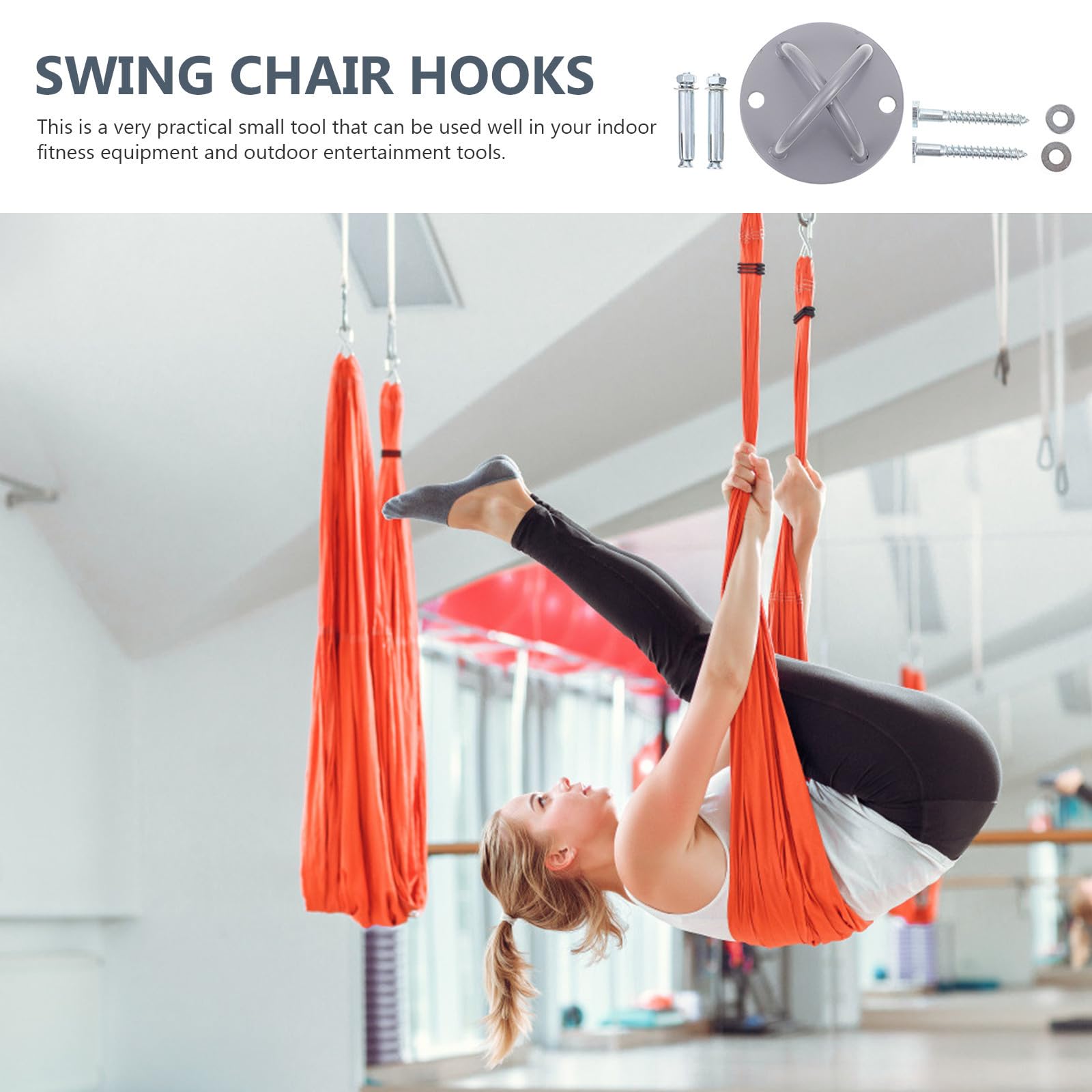 KOMBIUDA 2 Satz Hängemattenaufhänger und Befestigungshaken aus Eisen für Aerial Yoga Hängematten und Sandsäcke Stabile und Super Belastbare Yoga Zubehör mit Sommeratmosphäre für Innen