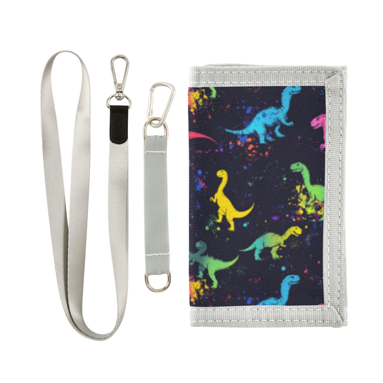 Wusikd Colorful Dinosaurs Kids Wallet for Boys Girls Funny Toddler Trifold Wallet Novelty Wallet for Teens Women Men