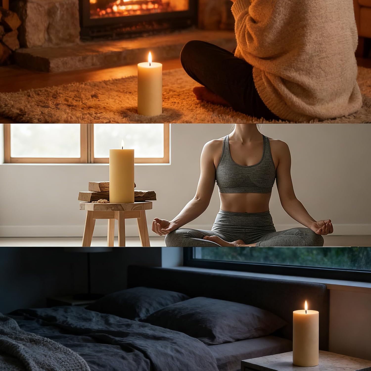 Palo Santo Beeswax Blend Pillar Candle – 100 Hours Long Burning, Non-Toxic Beeswax Scented Candle for Spiritual Cleansing, Stress Relief, Meditation, Yoga (2.8"x6")