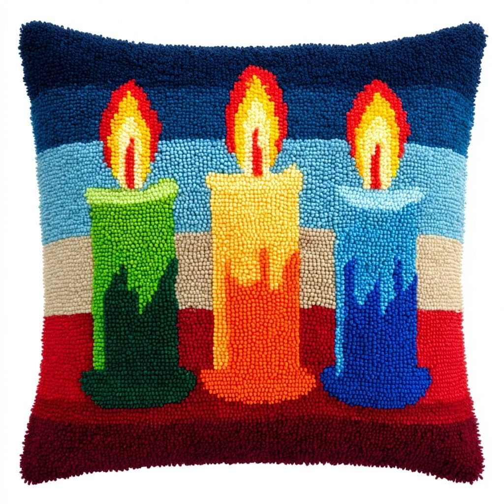 Henypt DIY Latch Hook Pillow Cover Kits Candle