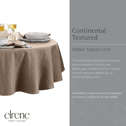 Miniatura 2 de Elrene Home Fashions Continental - Mantel de textura sólida resistente al agua y a las manchas, 70 pulgadas, redondo, color gris pardo