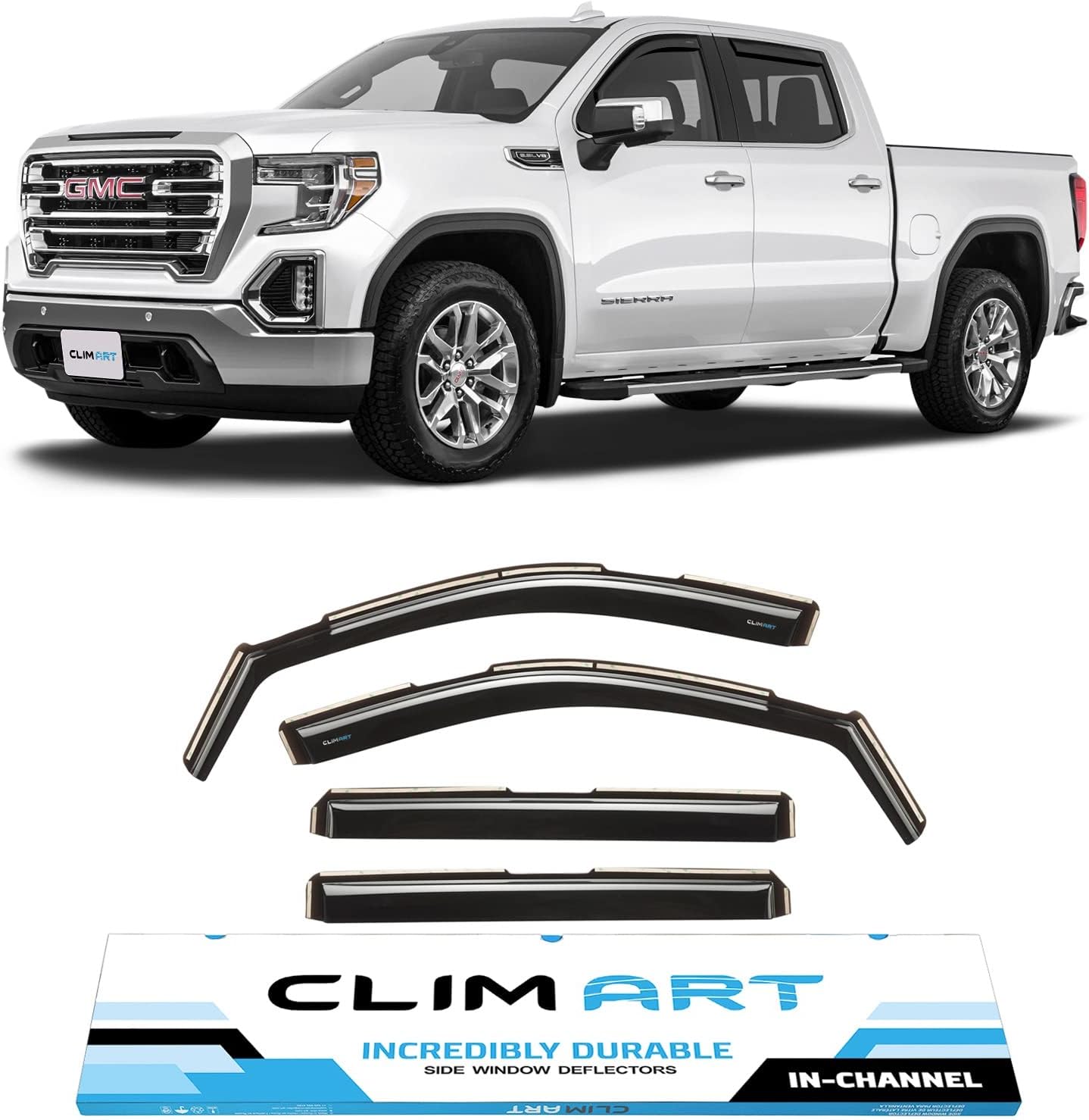 For 2020 & Up GMC Sierra 2500HD 3500 Crew Cab Smoke Window Visor Sun Rain Guard - View #6