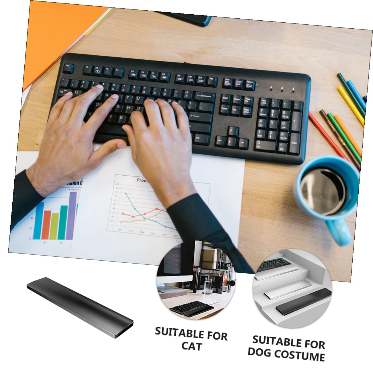 HOMSFOU Clavier Repose-poignets Pour Ordinateur Repose-poignet Alliage Aluminium Repose-poignet Pour Clavier