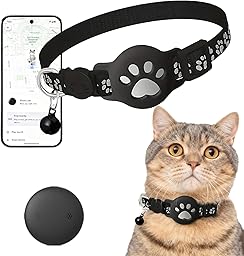 Collier GPS Chat, 2026 Nouveau Traceur GPS Chat Tracker, sans Carte SIM, sans Abonnement Mensuel, Localisation Temps Réel, Imperméable et Durable (Noir)