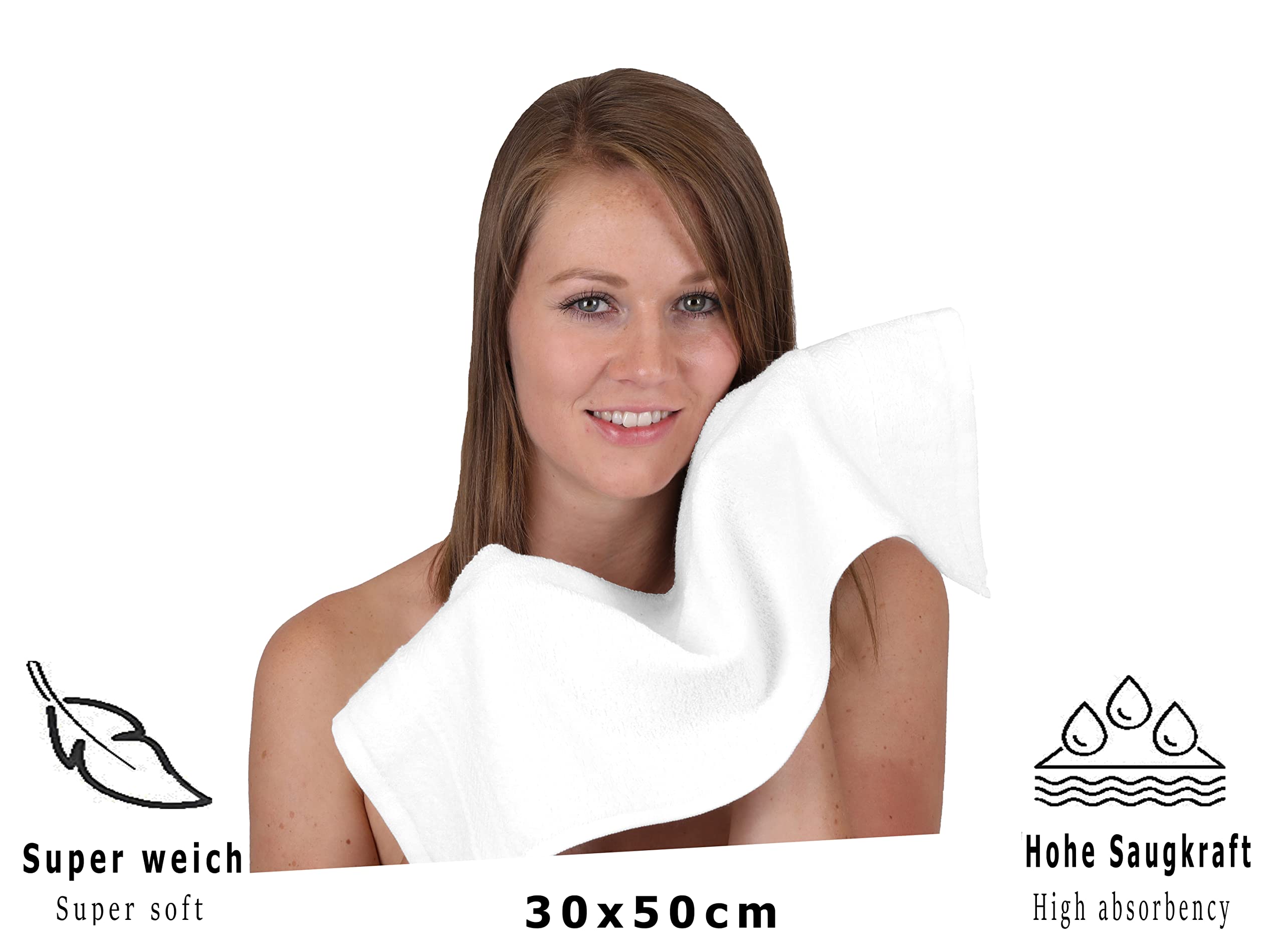 Betz 20 Stück Gästehandtücher Premium 100% Baumwolle Gästetuch-Set 30x50 cm Farbe weiß