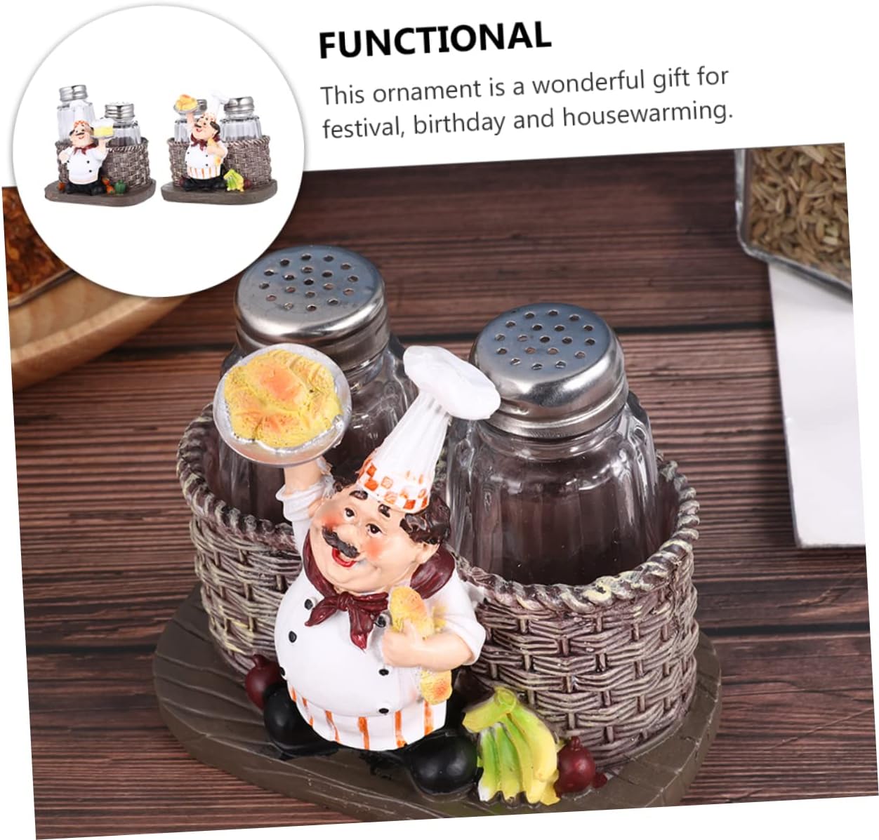 Alipis 2sets Lovely Kitchen Decor of Seasoning Shaker Figurines for Spice Organization and Kitchen Decoration Cute Chef Statue Ornaments for Home and Bakery