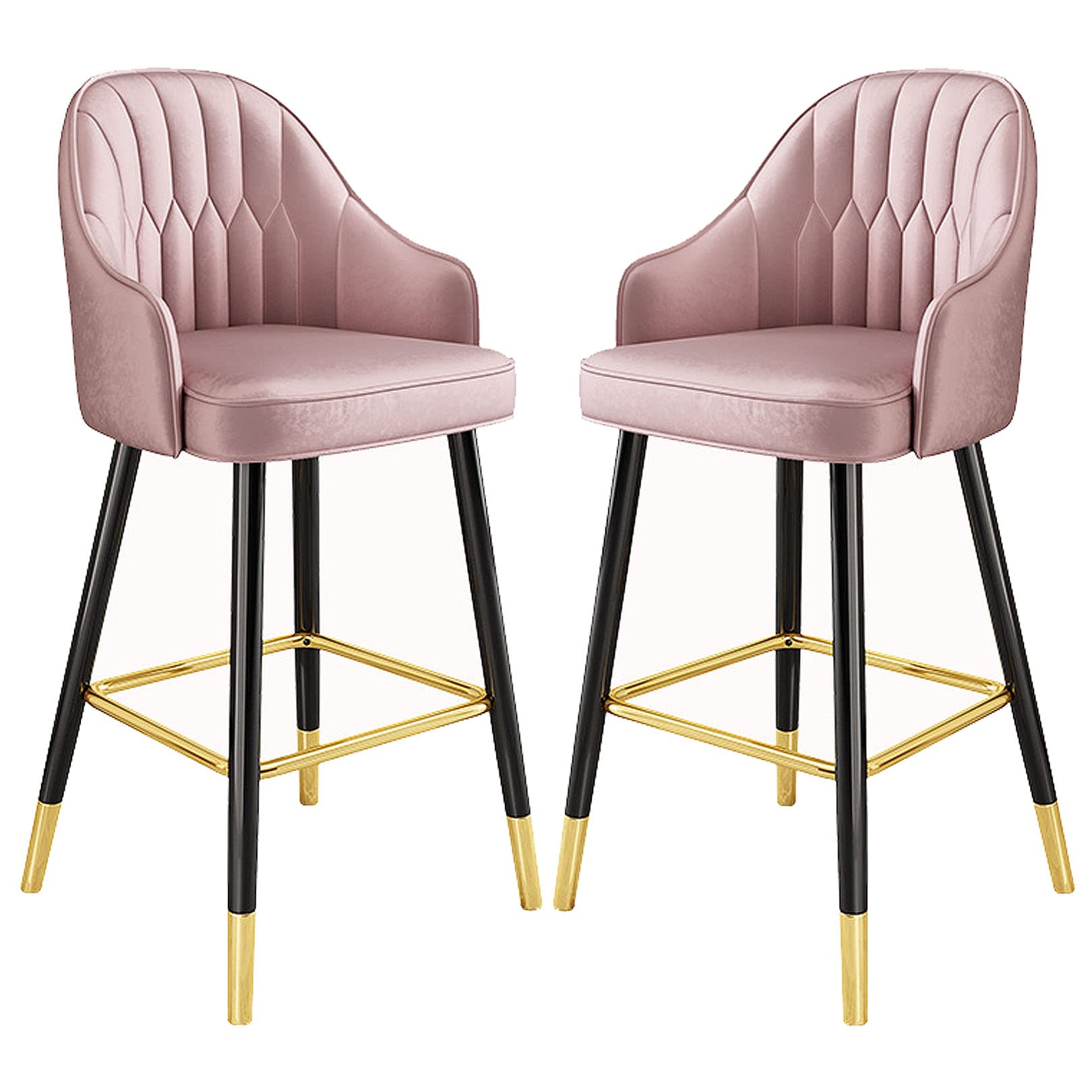 Tabouret de comptoir rose en velours pour îlot de cuisine et repas chaleureux en famille