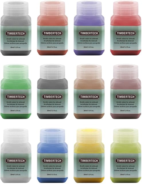 TIMBERTECH Acrylic Paints Airbrush Colors 12 * 30ml Model Air Base Multicolour PaintsSet Airbrush Paints