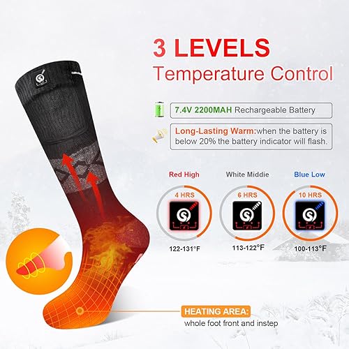 Miniatura 9 de Heated Socks for Women Men,Foot Warmers Electric Rechargable Battery Heating Socks,Winter Cold Feet Hunting Ski Camping Hiking Riding Motorcycle