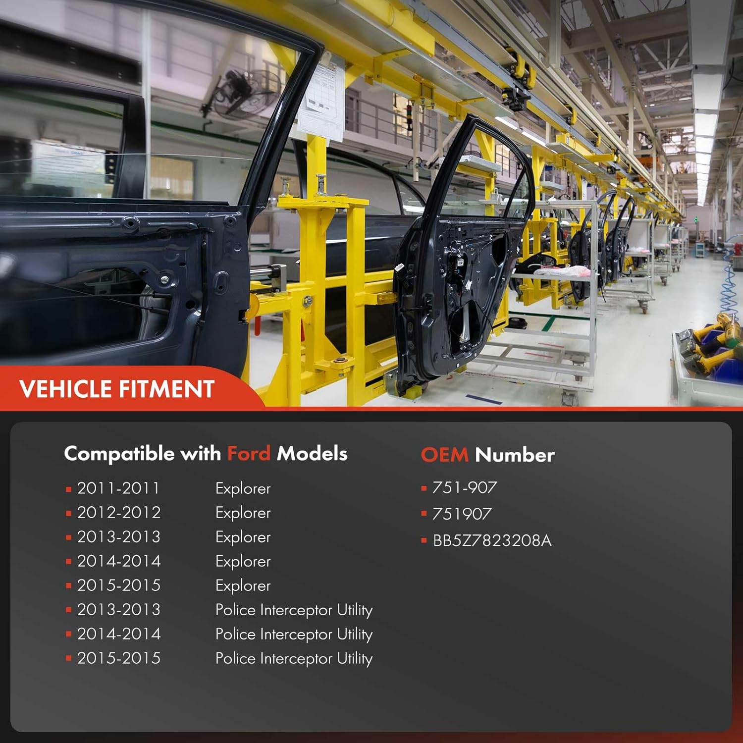 A-Premium Electric Power Window Regulator with Motor Compatible with Ford Explorer 2011-2015, Police Interceptor Utility 2013-2015, Front Right Passenger Side