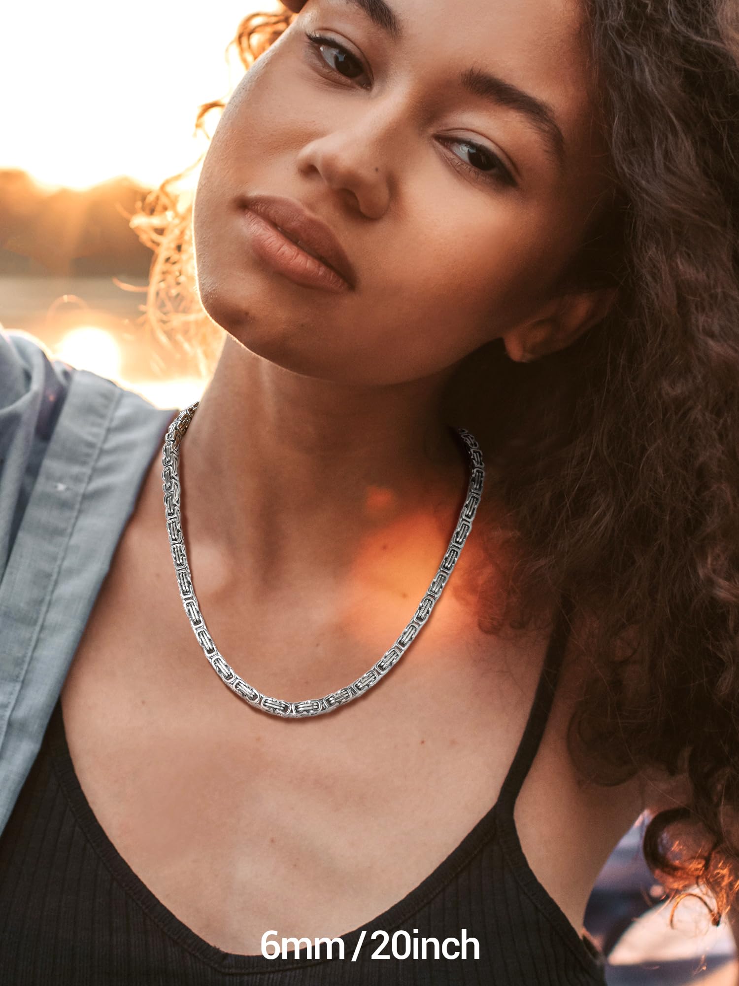 PROSTEEL Bizantina Collana Uomo Acciaio a Catena Catenina Uomo Argento Nero 18K Oro Catena Punk Bizantina Hiphop Punk 4MM 6MM Impermeabile Non scolorisce