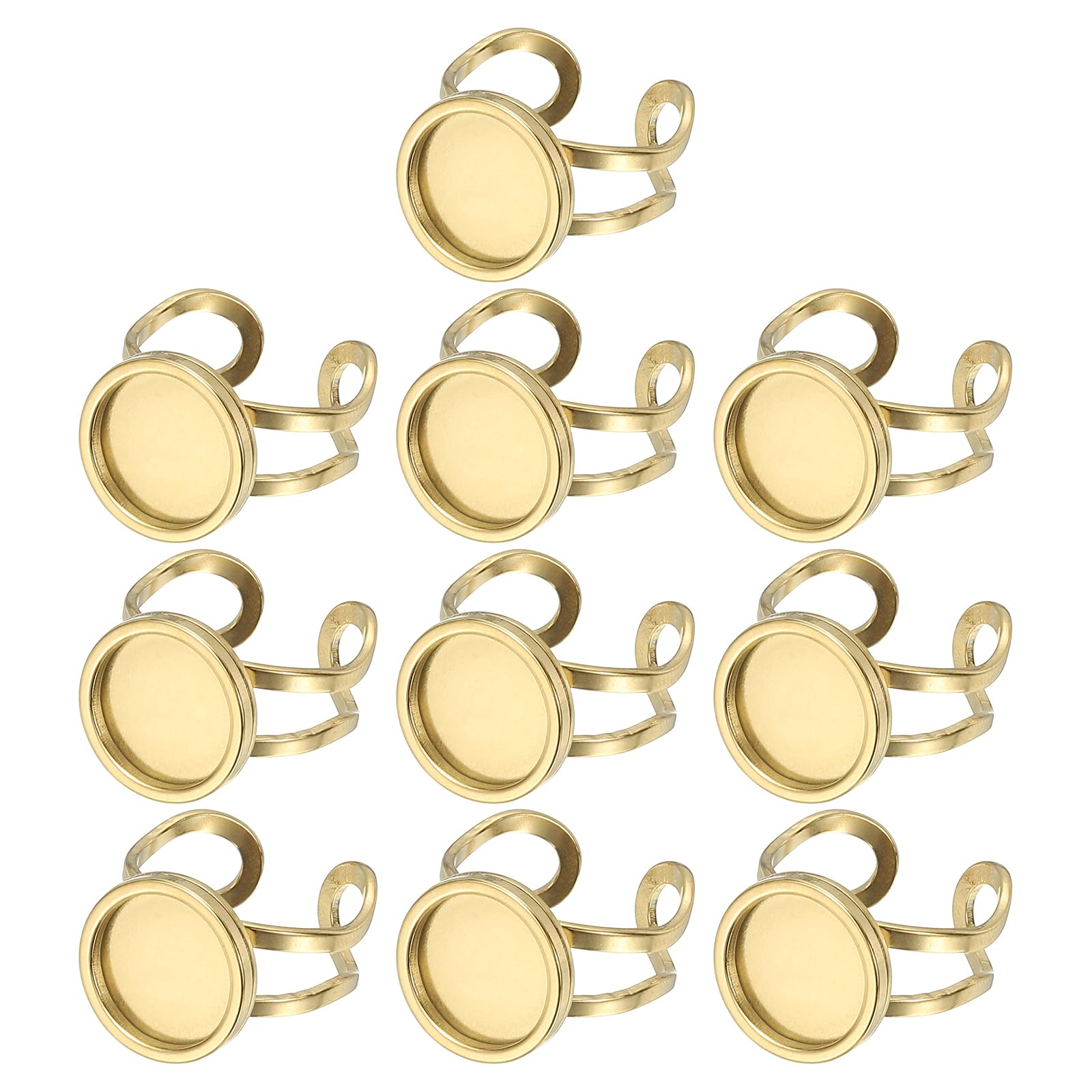 Anneau en acier inoxydable réglable 12mm support bague dorée pour fabrication bijoux DIY