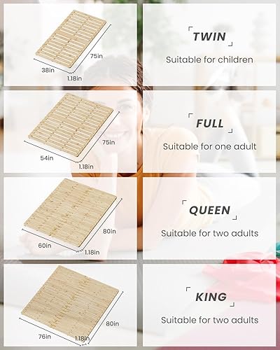 Miniatura 9 de Tapete de tatami japonés, marco de cama de tatami, marco de cama plegable de madera para colchón de futón, ropa de cama transpirable para dormir,