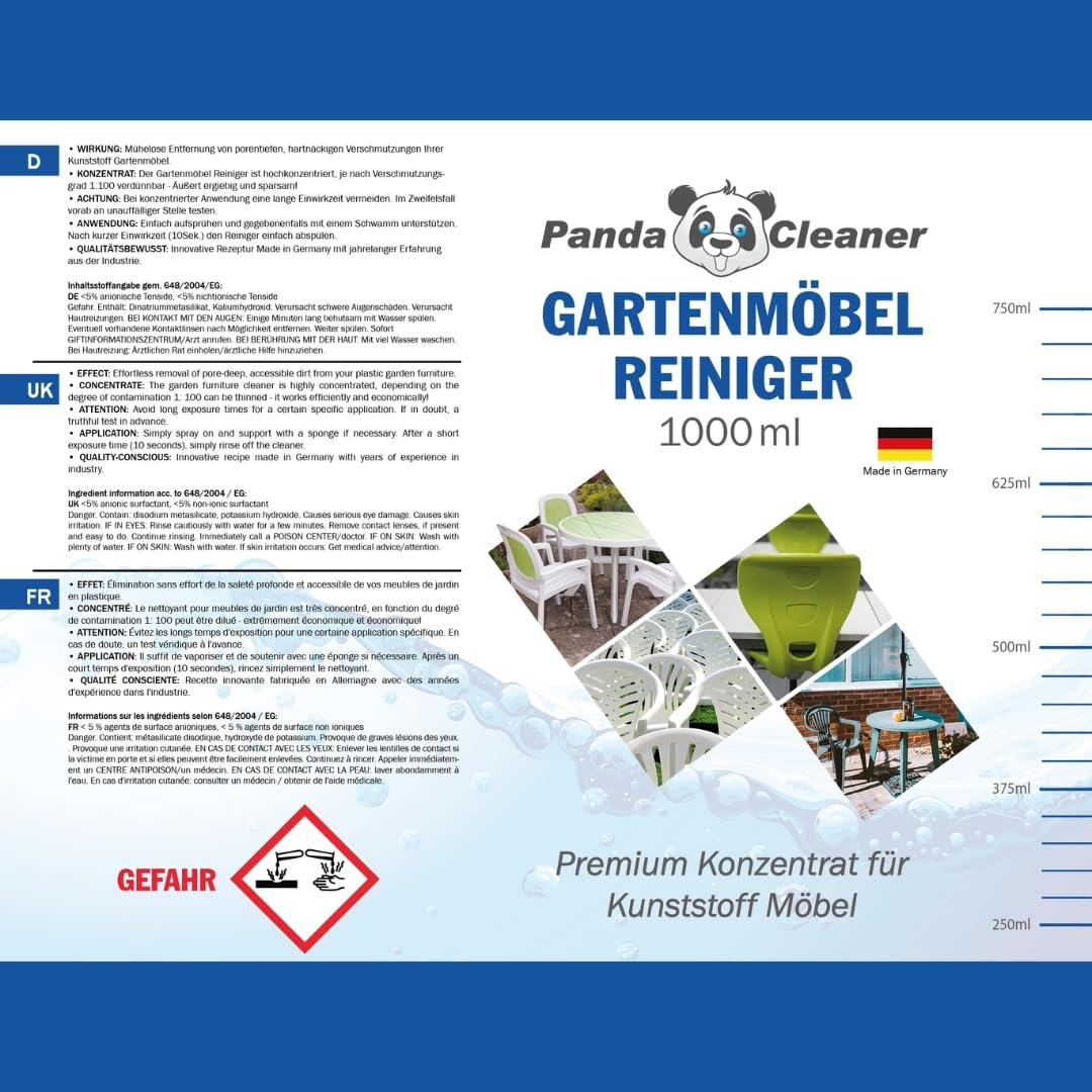 PandaCleaner® Limpiador de muebles de jardín, 1000 ml, concentrado premium para muebles de plástico