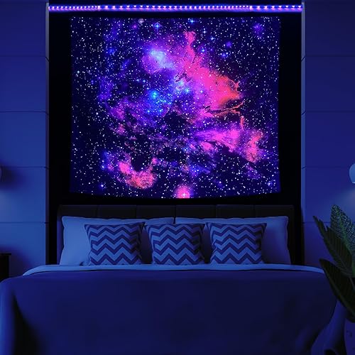 Miniatura 10 de Psyhilar Tapiz de luz negra del espacio exterior pósteres de luz negra para adultos cielo estrellado que brilla en la oscuridad misteriosas