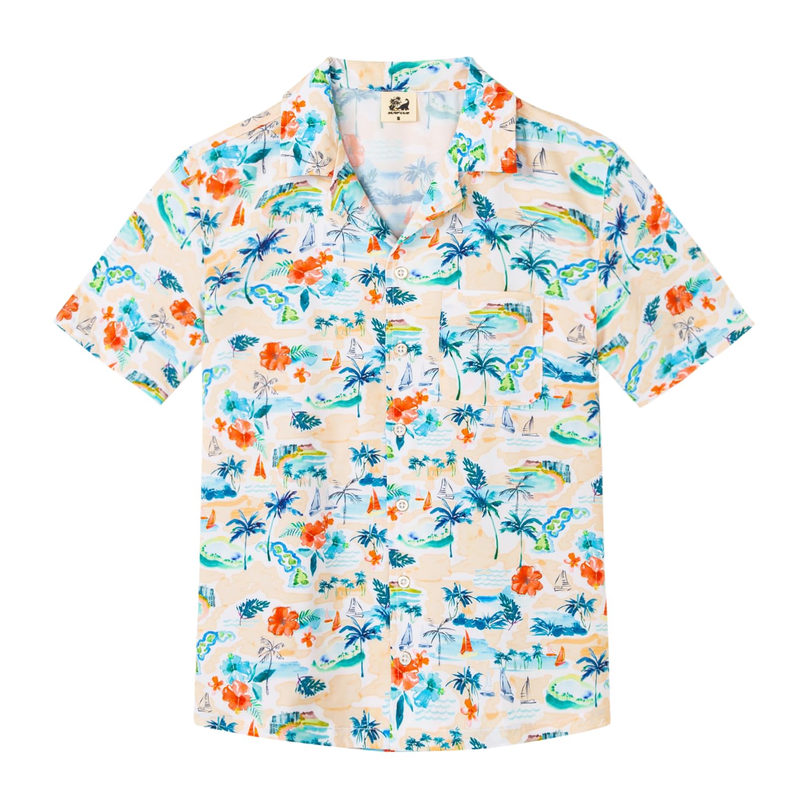 SURF CUZ Boys Hawaiian Shirt Button Down Shirt Toddler to Big Kid Short Sleeve Funny Vacation