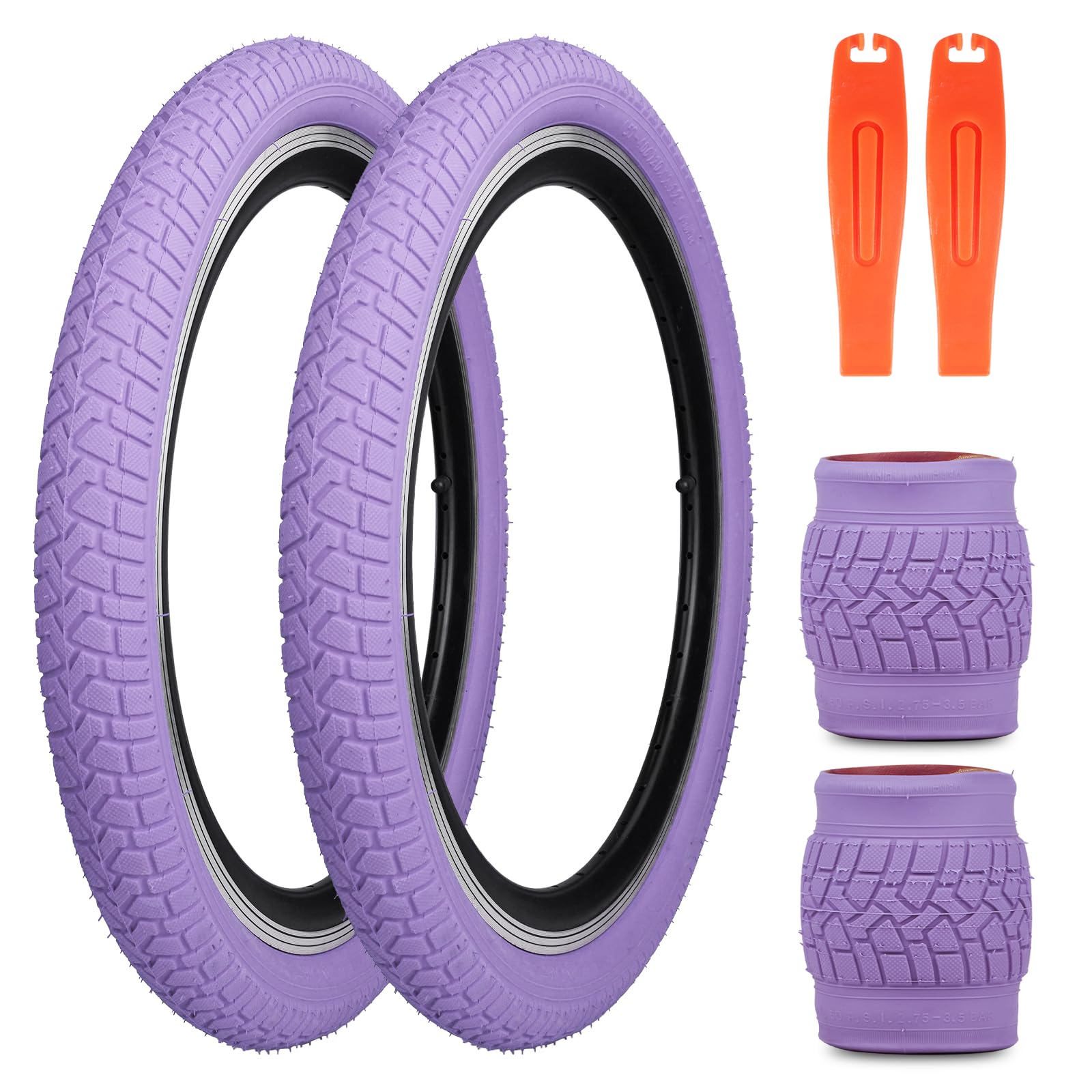 GRELiving Bicycle Tyre 20x2.125 Inch, 30 TPI for Mountain Bike/City Bike/BMX Bike (Purple (2 Tyres)