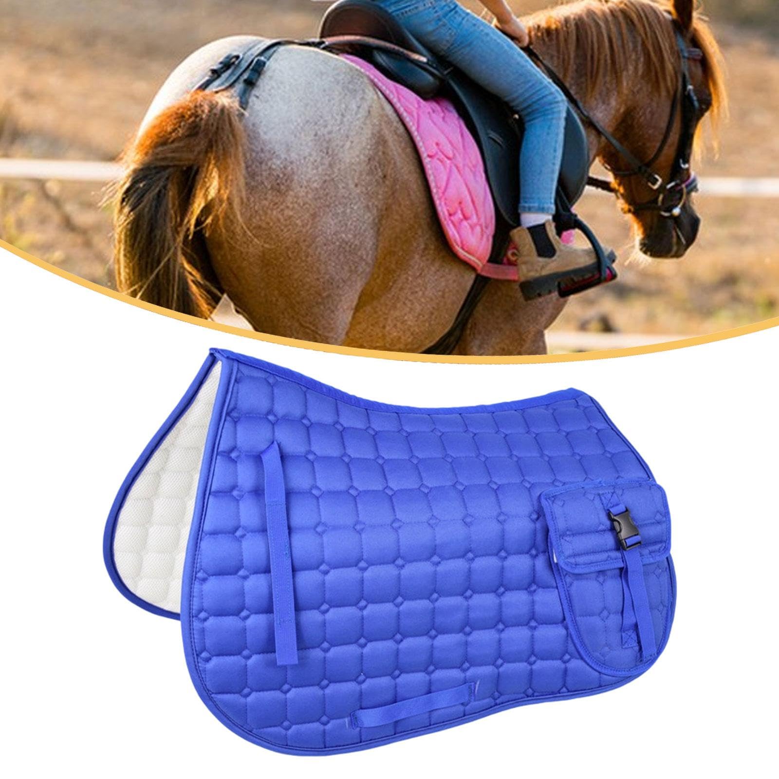 Fenteer para Silla de Montar de Caballo, Accesorio para Ecuestre, Suministros ecuestres con Bolsillo para competición, Azul