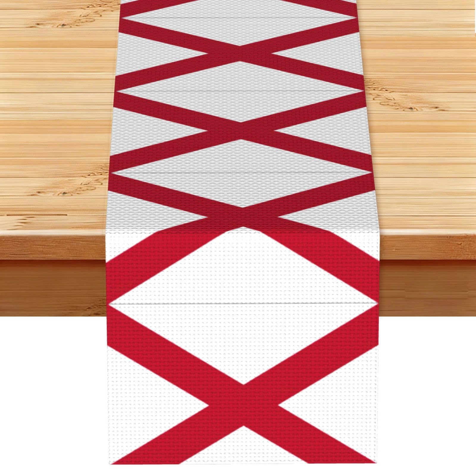 Alabama State Flag Printed Table Runner 13 x 72, Wrinkle Resistant Decor for Dining Table Coffee Table Fireplace