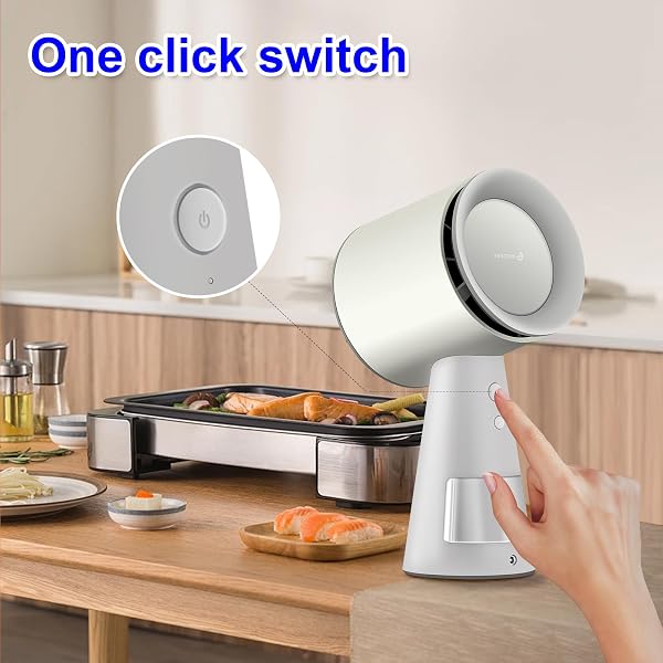 AMZCHEF Mini Cooker Hood Portable Desktop Extractor Hood White with 3 Gears Mode, Strong Suction for Home Kitchen Fondue Hot Pot BBQ (white) - 4
