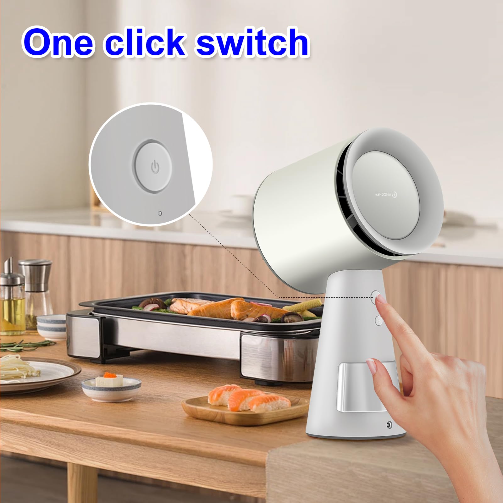 AMZCHEF Mini Cooker Hood Portable Desktop Extractor Hood White with 3 Gears Mode, Strong Suction for Home Kitchen Fondue Hot Pot BBQ (white) — view 4