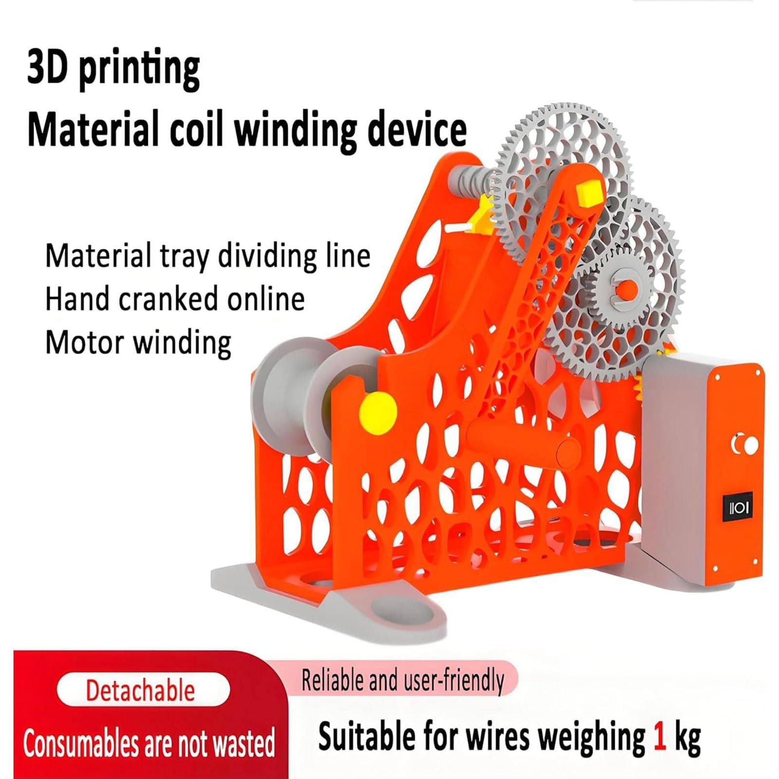 Respooler filamentu do drukarki 3D z równomiernym prowadzeniem drutu, zdejmowana modułowa konstrukcja do szpul 1 kg, idealny dla entuzjastów druku 3D, spawaczy i artystów tekstyliów