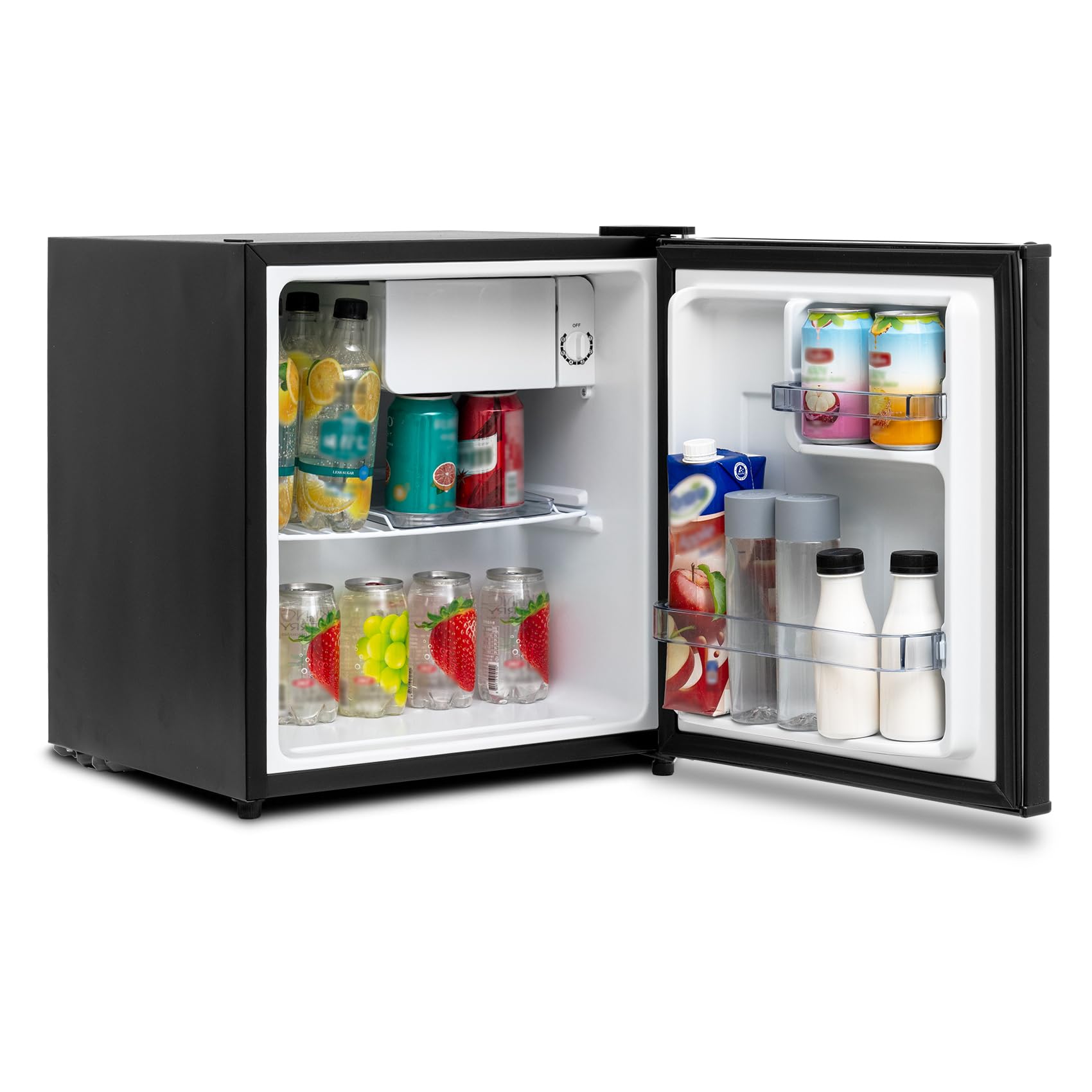 SMETA Mini frigorífico de 45 L, pequeño refrigerador silencioso, 39 dB, refrigerador de bebidas, 6 niveles, termostato 0-10 °C, minibar con tope de puerta intercambiable para casa, oficina, camping