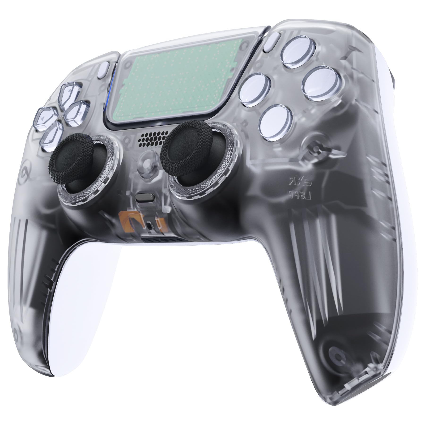 eXtremeRate Luna Cover Frontale Touchpad Ricambio per ps5 Controller,Copertura Custodia Scocca Shell Ridisegnato Anelli Compatibile con ps5 Joystick BDM 010 020 030 040 050 060, Trasparente